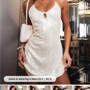 Princess Polly White Sequin Mini Dress